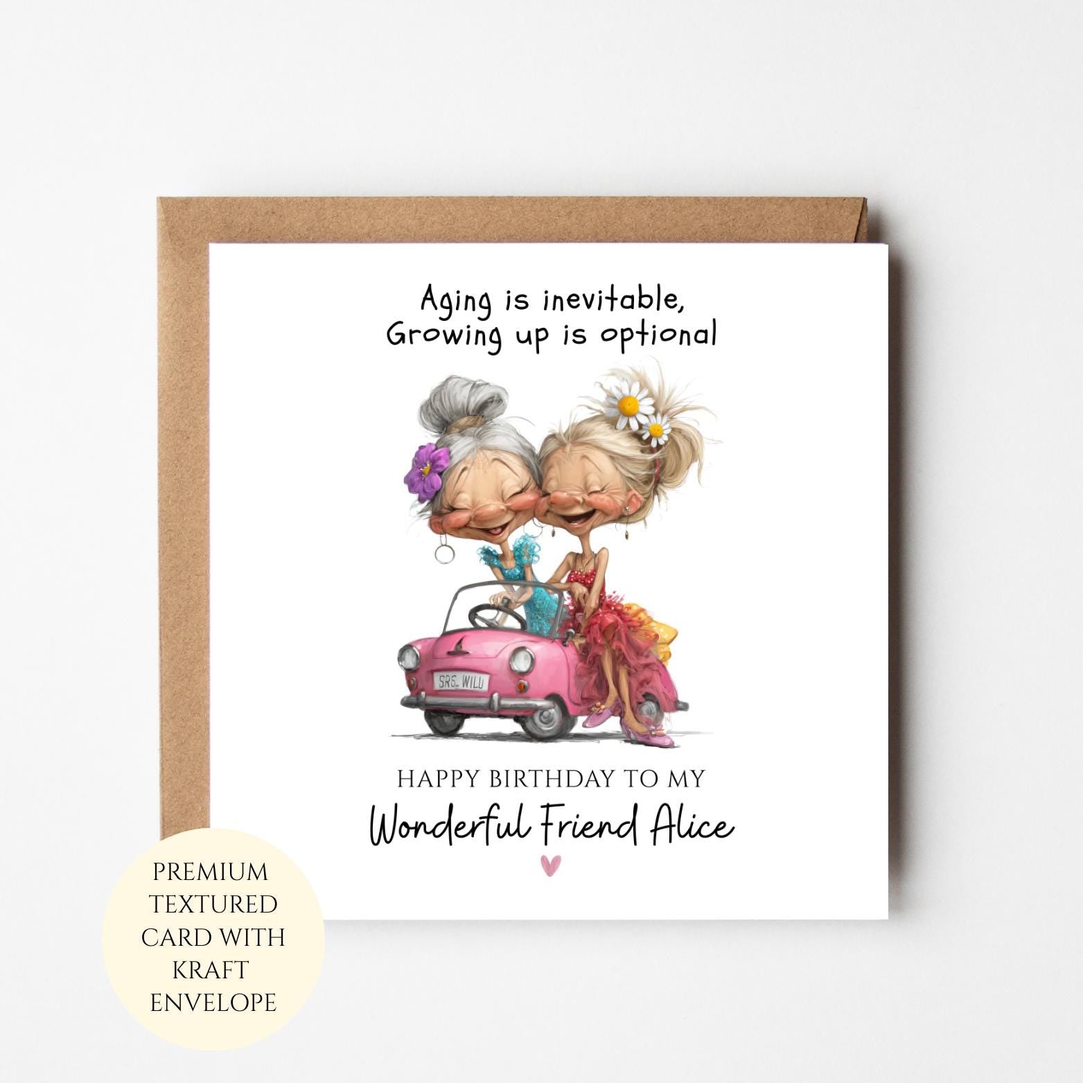 Personalised Funny Birthday Card – Growing Old Is Optional Design
