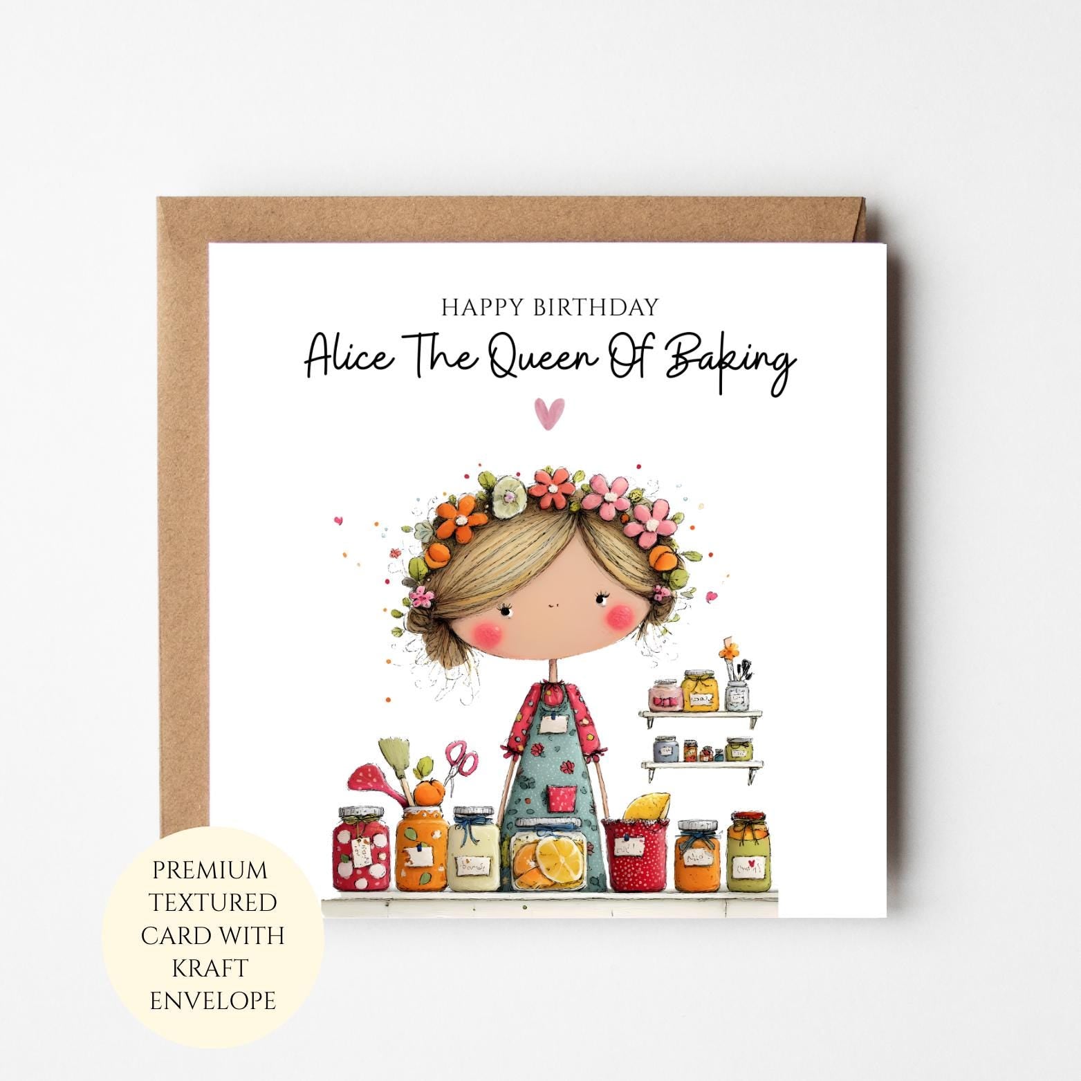 Personalised Baker Birthday Card: Queen of Baking Design