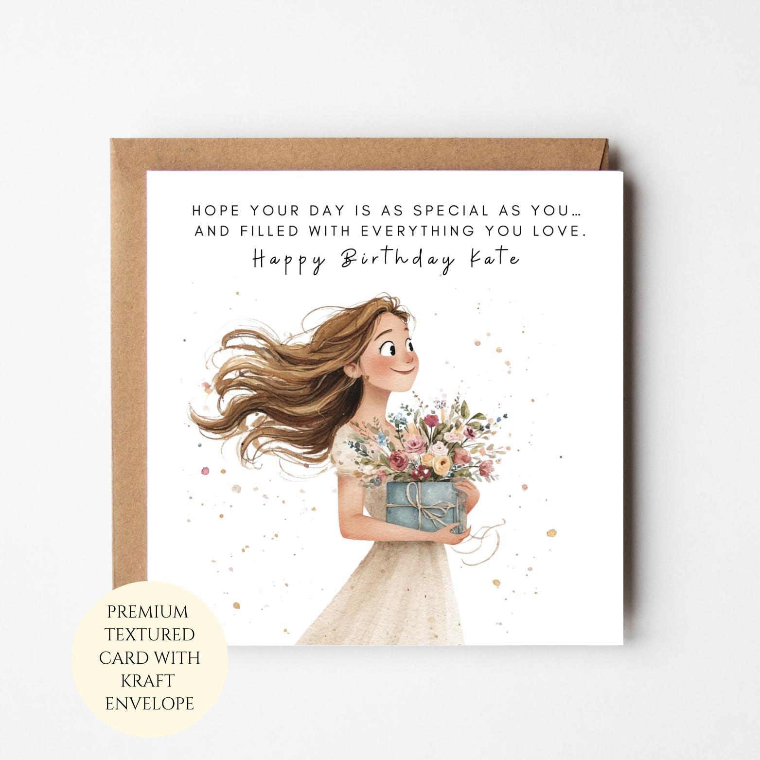 Floral Birthday Card for Her - Elegant, Personalised Style