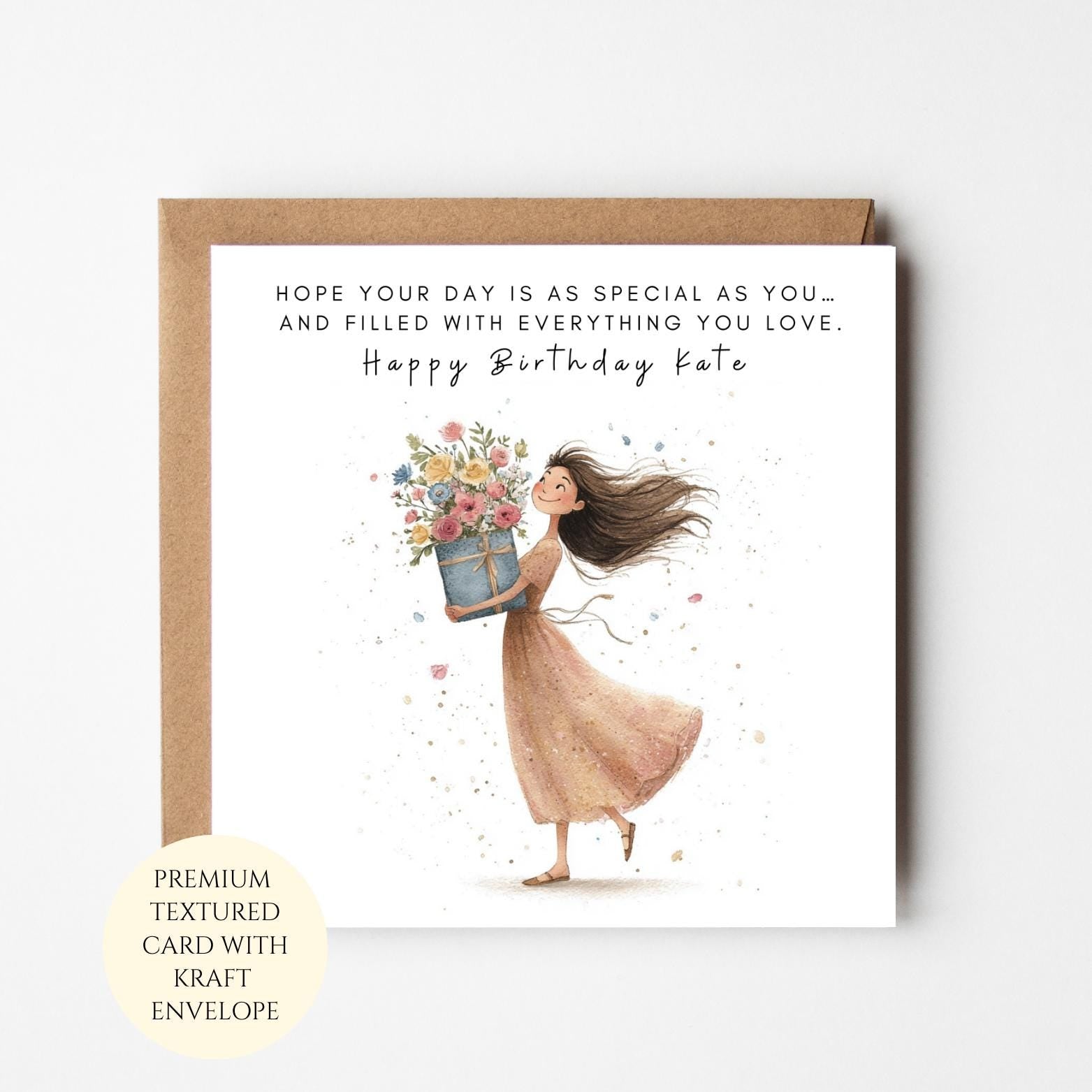 Personalised Birthday Card: Elegant Floral Style (For Friend or Sister)