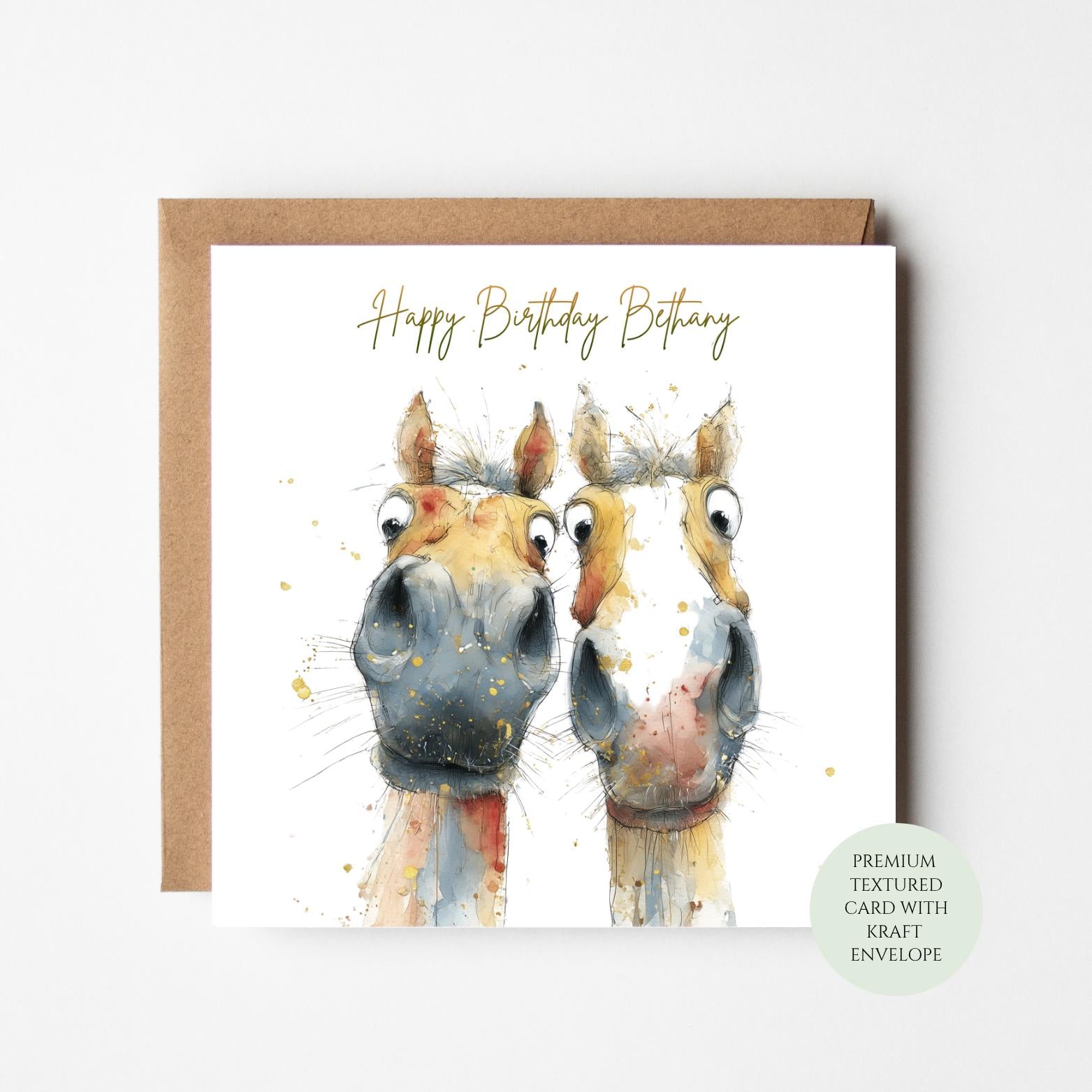 Personalised Horse Birthday Card, Funny Equestrian Greeting, Horse Lover Gift