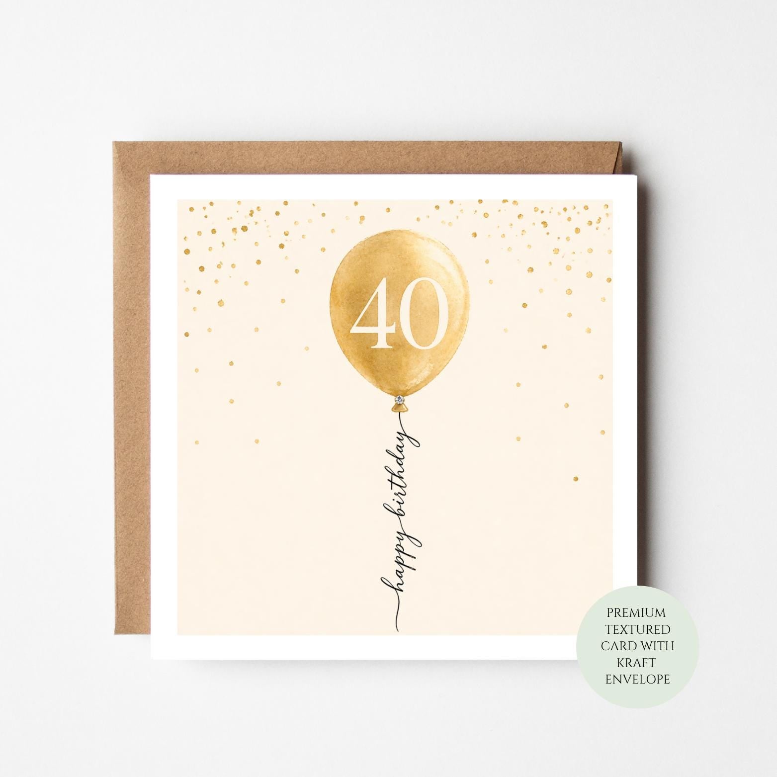 40th Birthday Card, Milestone Celebration, Gender-Neutral Design, Cardstock