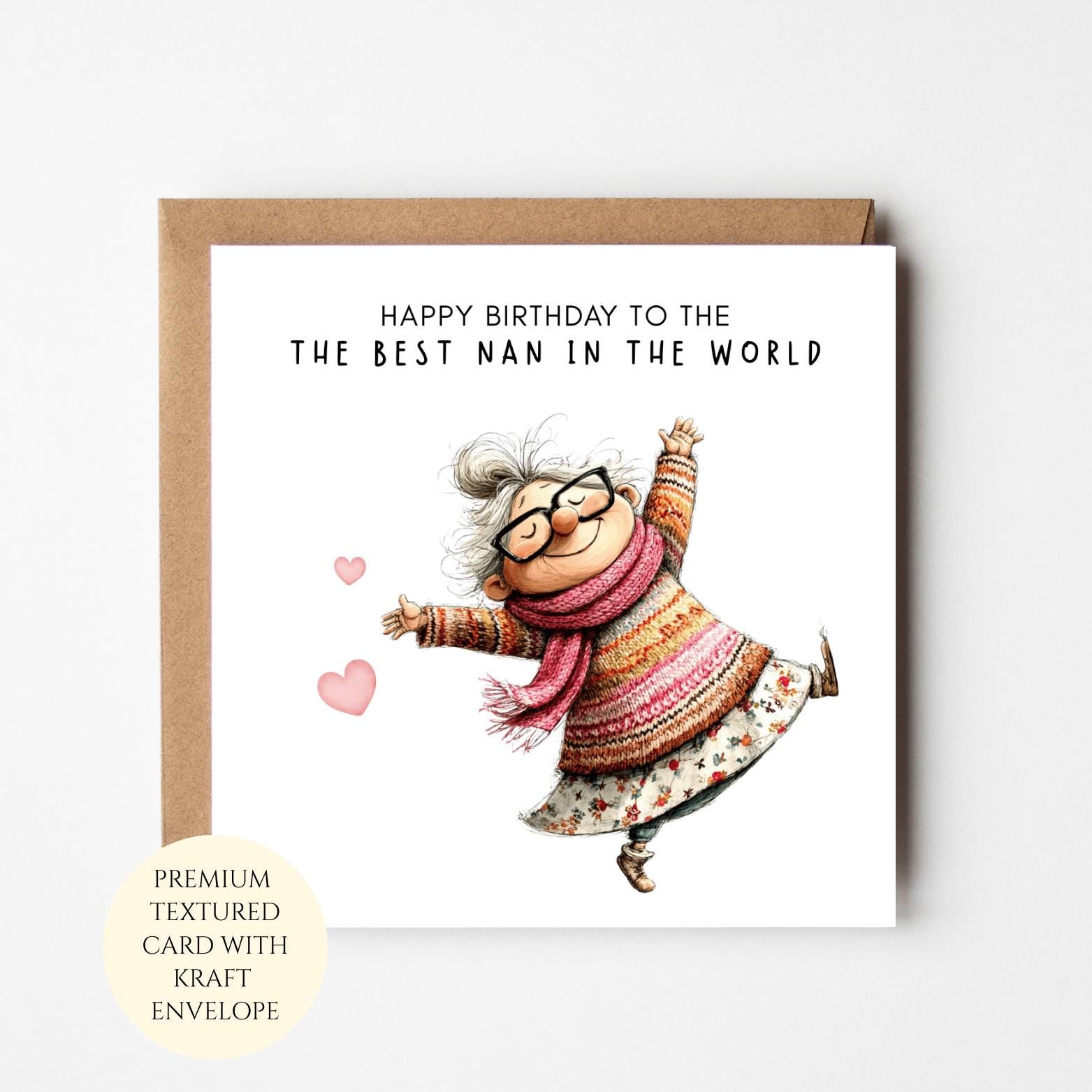 Happy Birthday Nan Card: From Grandchild, Heartfelt Message, Textured Card