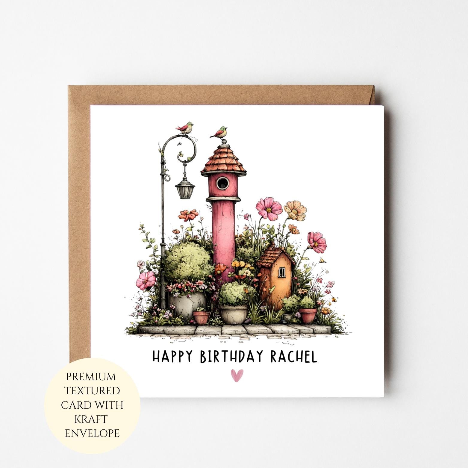 Personalised Garden Birthday Card: Flower Pots, Gardening Lover Gift for Her