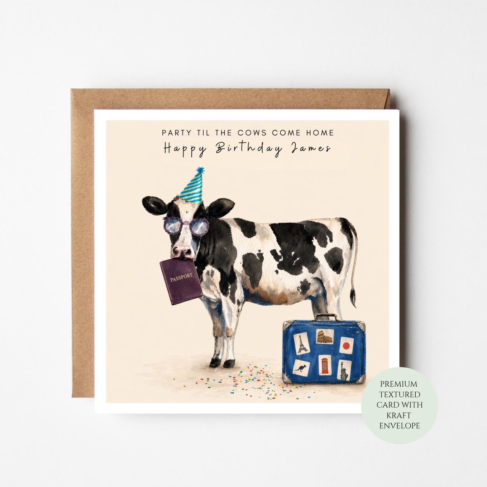 Birthday Card: Funny Highland Cow - Textured Farm Animal Design