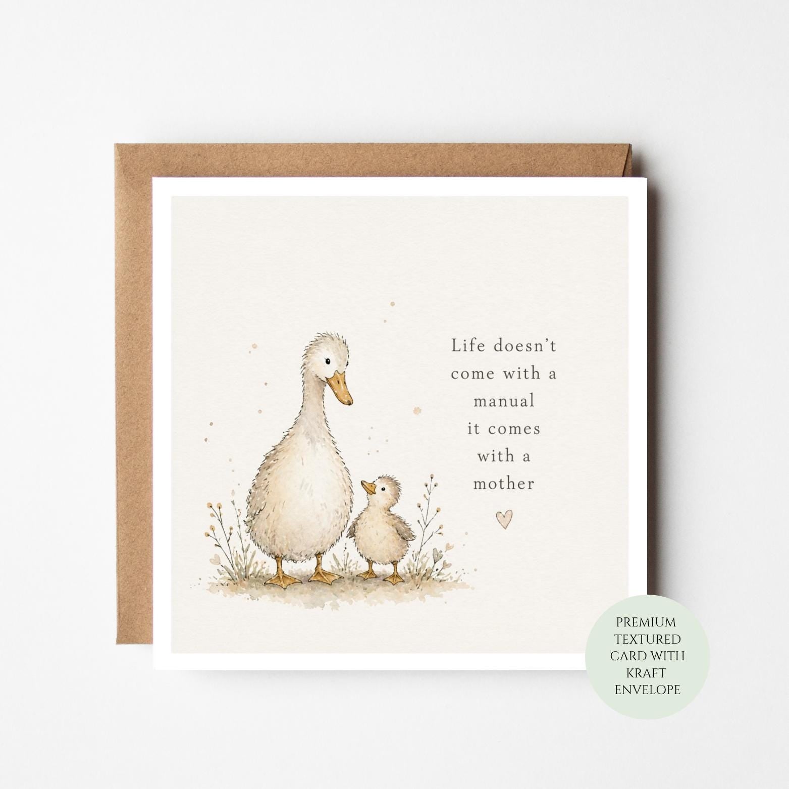 Personalised Duckling Mother Birthday Card, Hand-Drawn Illustration, From Daughter Son