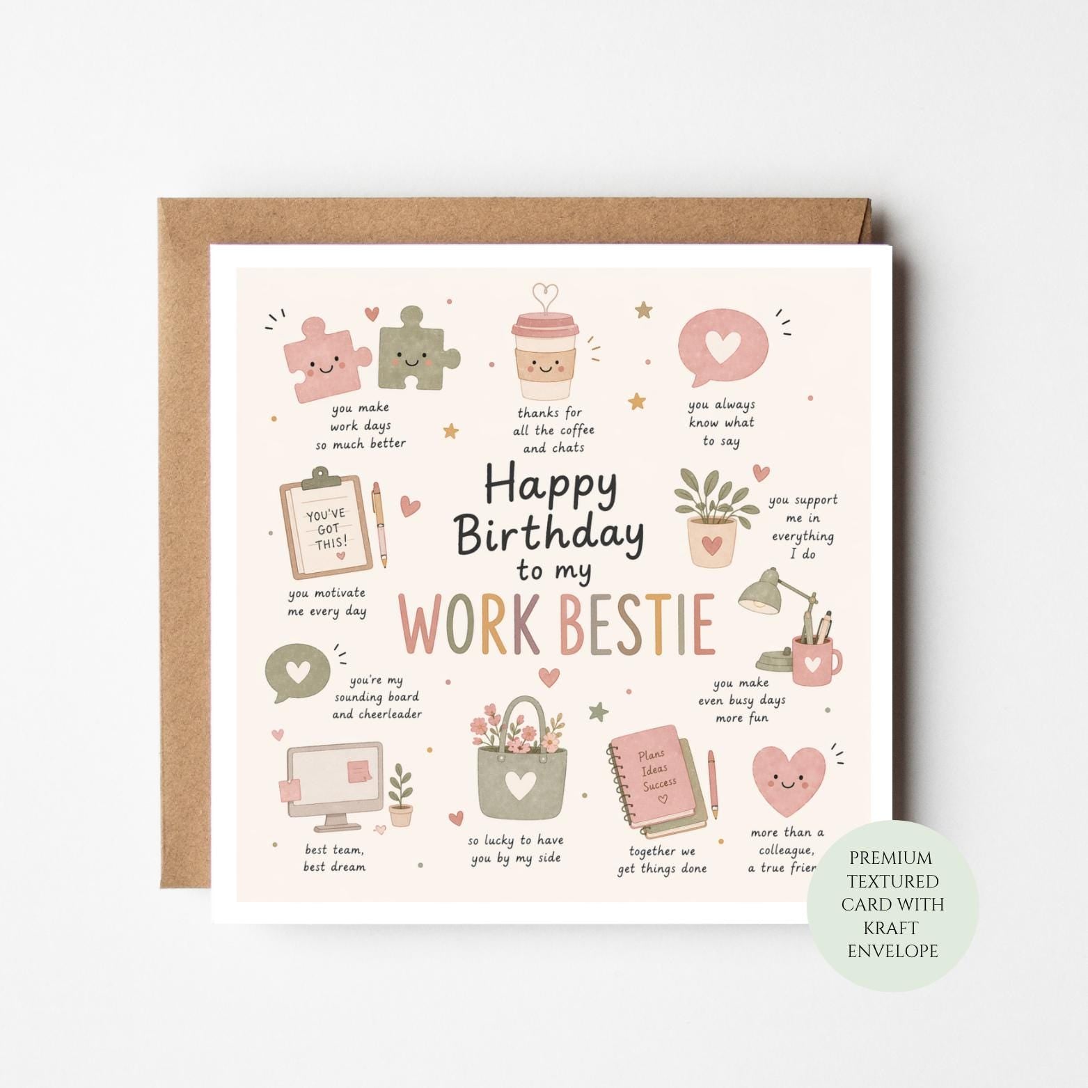 Happy Birthday Work Bestie Greeting, Colleague Appreciation Card, Office Friend Birthday Card