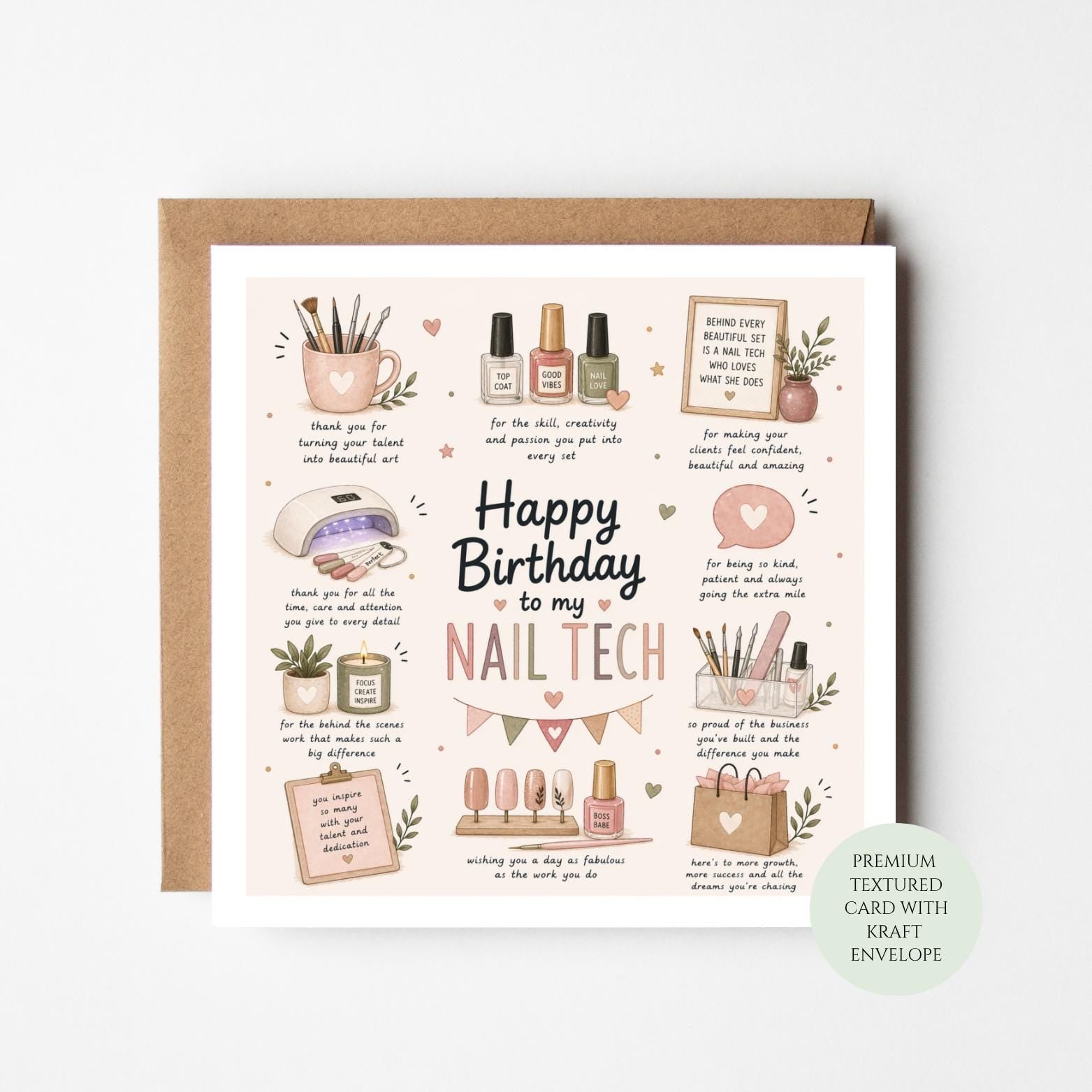 Happy Birthday Nail Tech Card, Manicurist Appreciation Greeting