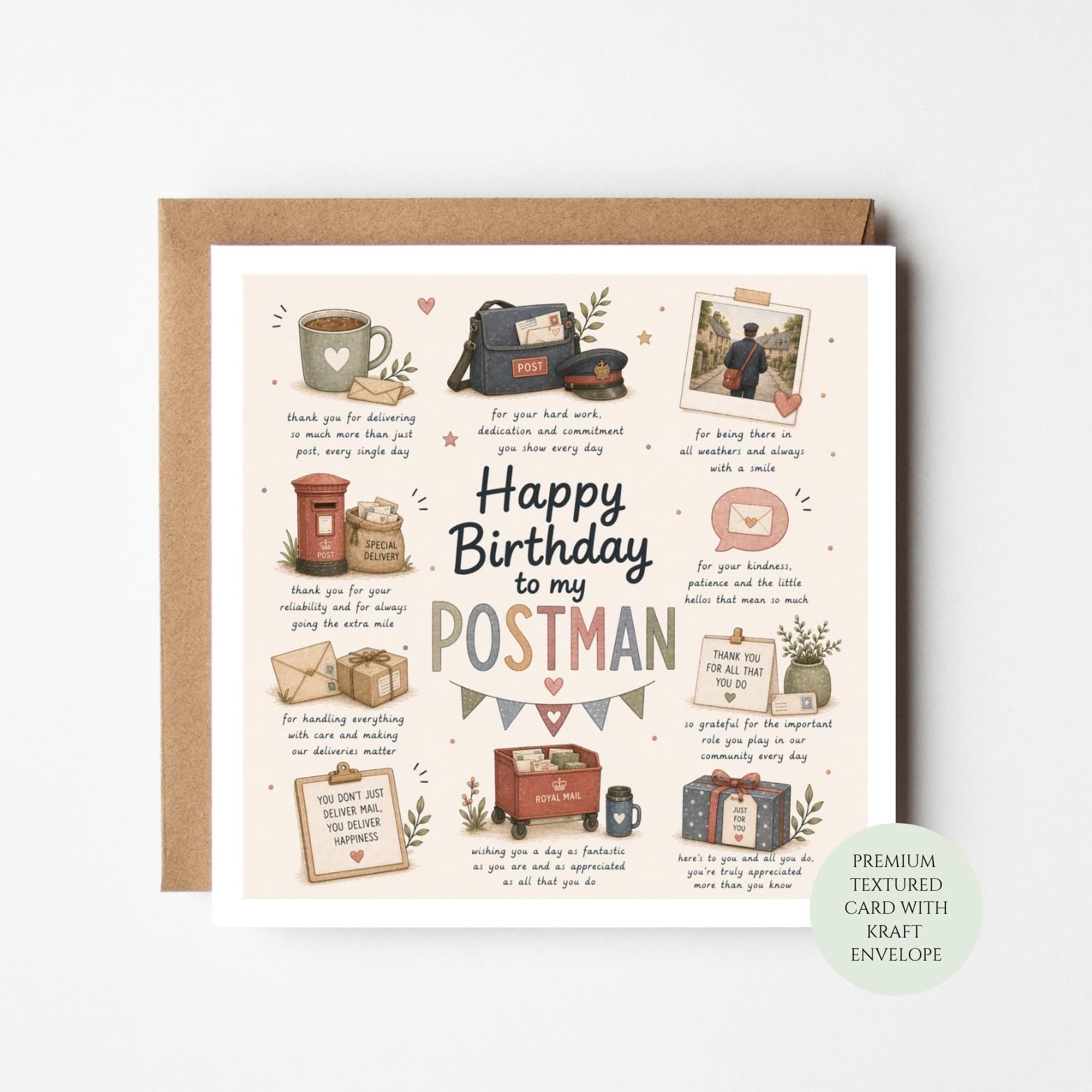 Postman Birthday Card, Royal Mail Postie, Mail Carrier Appreciation Greeting