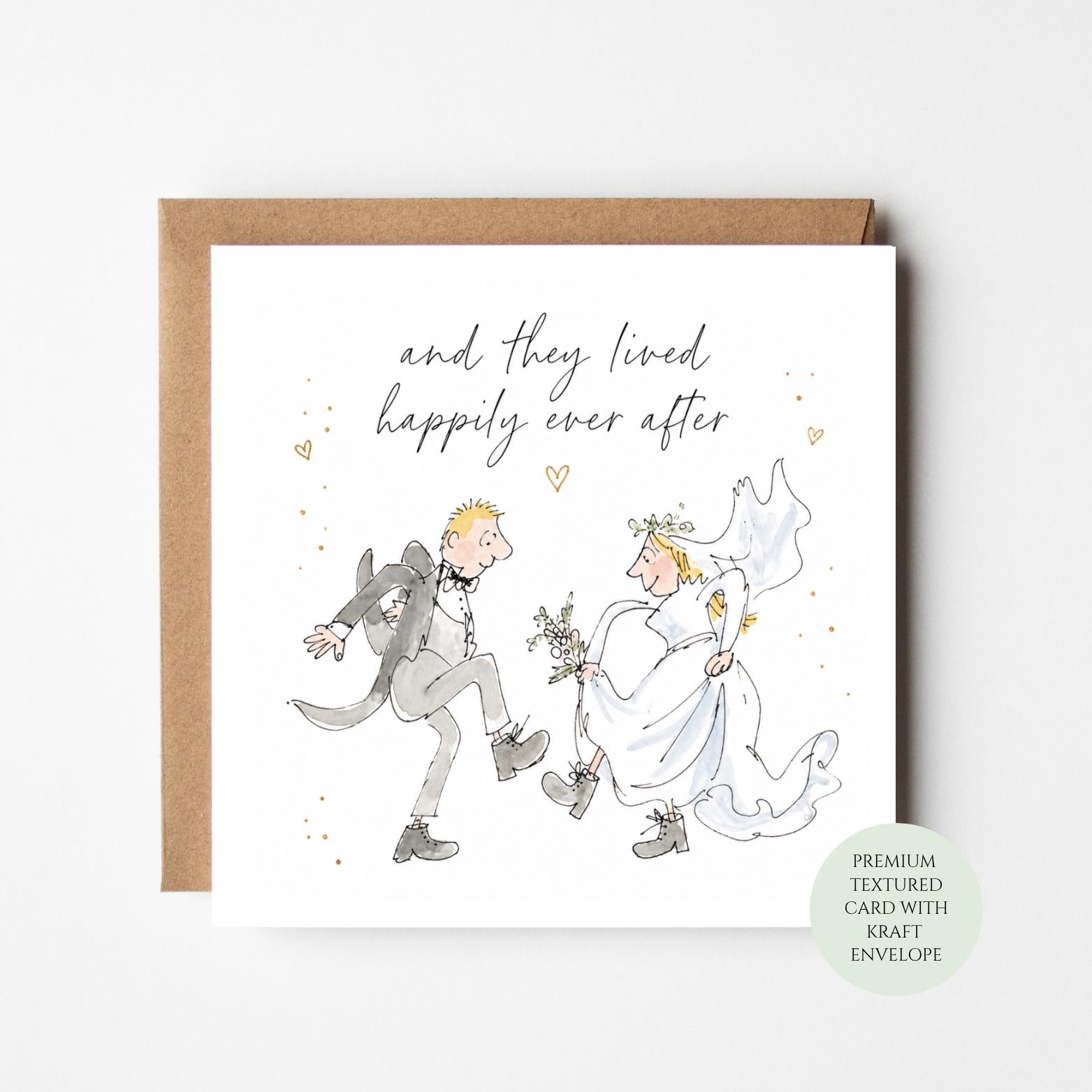 Wedding Card, Funny Congratulations Bride Groom, Happily Ever After Couple