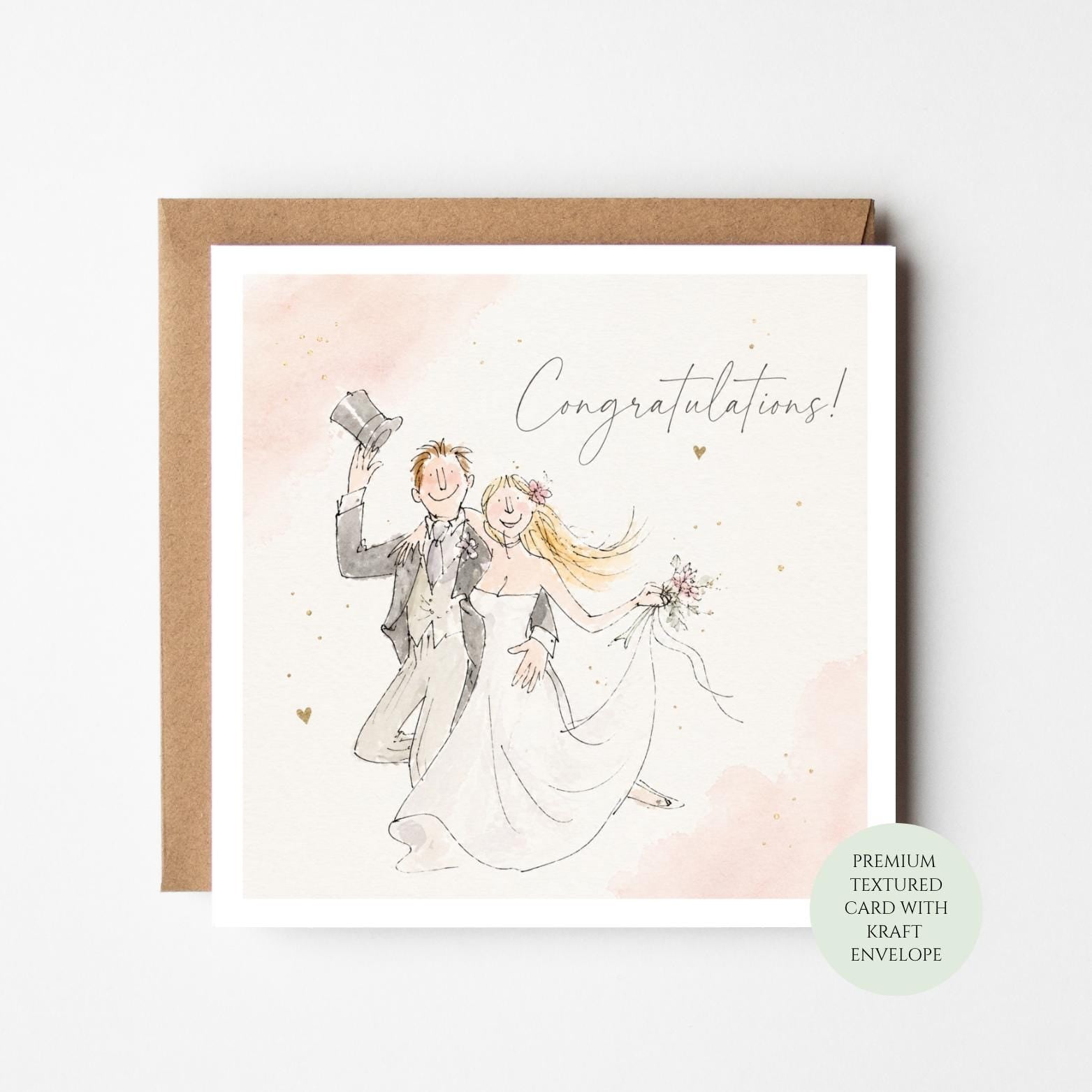 Wedding Congratulations Card, Bride Groom Marriage, Newlywed Day
