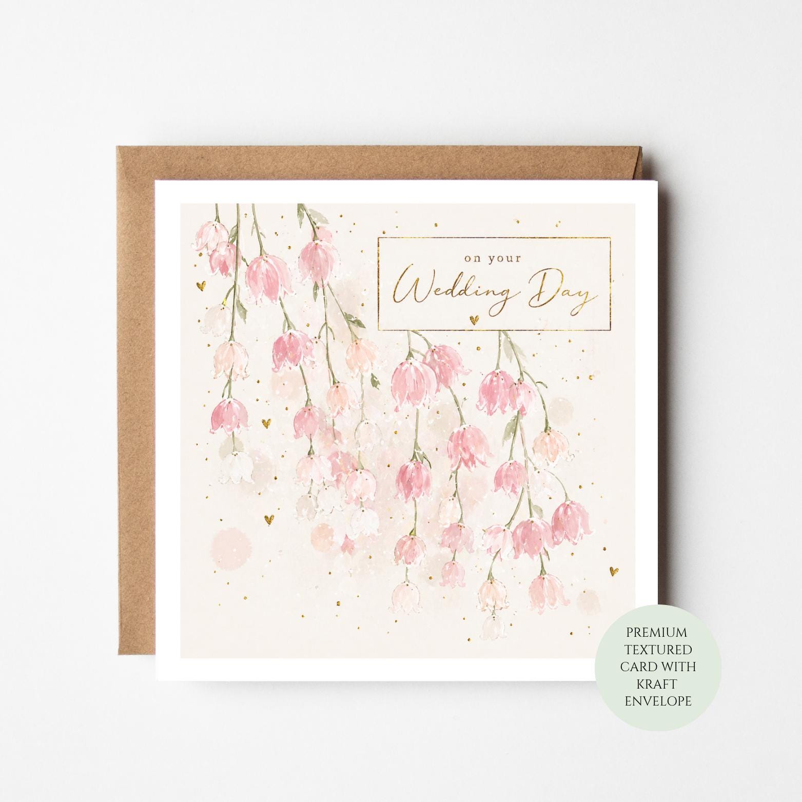 Wedding Day Card, Bride Groom Congratulations, Newlywed Marriage Wishes, Floral Design