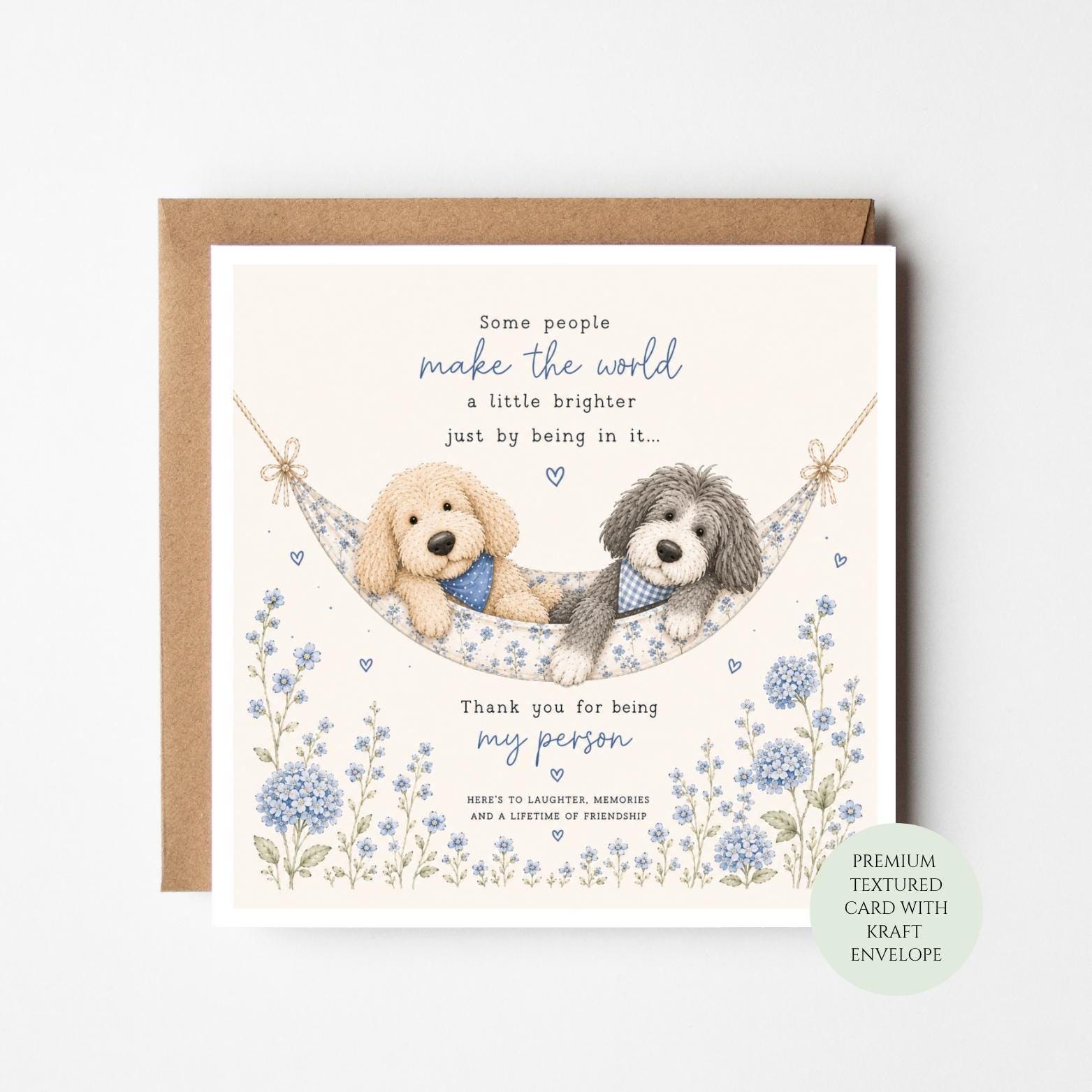 Friend Birthday Card, Two Dogs Friendship, Some People Make World Brighter, Print
