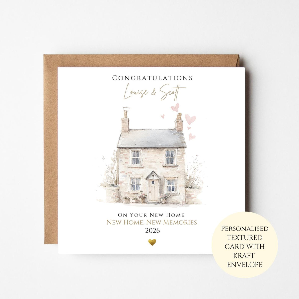 Personalised Cottage New Home Card, Congratulations Housewarming Card, New House Card, First Home Gift for Couple