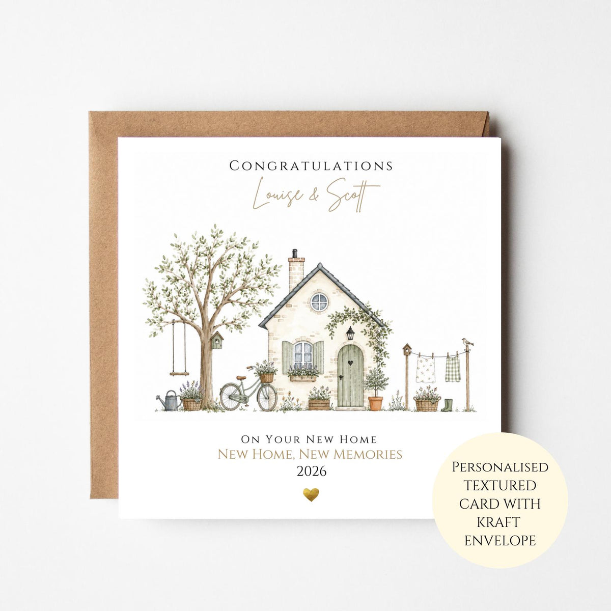 Personalised Cottage New Home Card, Housewarming Card, Congratulations New House, First Home Gift, New Home Owners