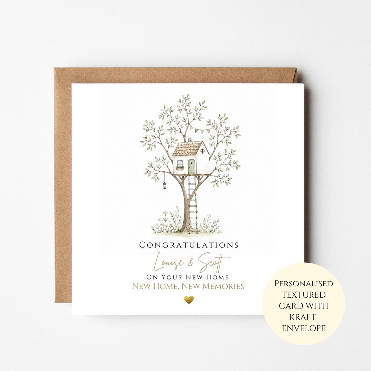 Personalised Treehouse New Home Card, Housewarming Card, Congratulations New House, Unique First Home Gift