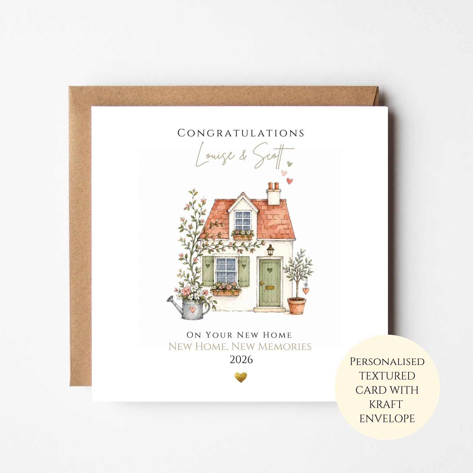 Personalised Housewarming Card, New Home Card for Couple, Congratulations New House, Cottage Card, First Home Gift
