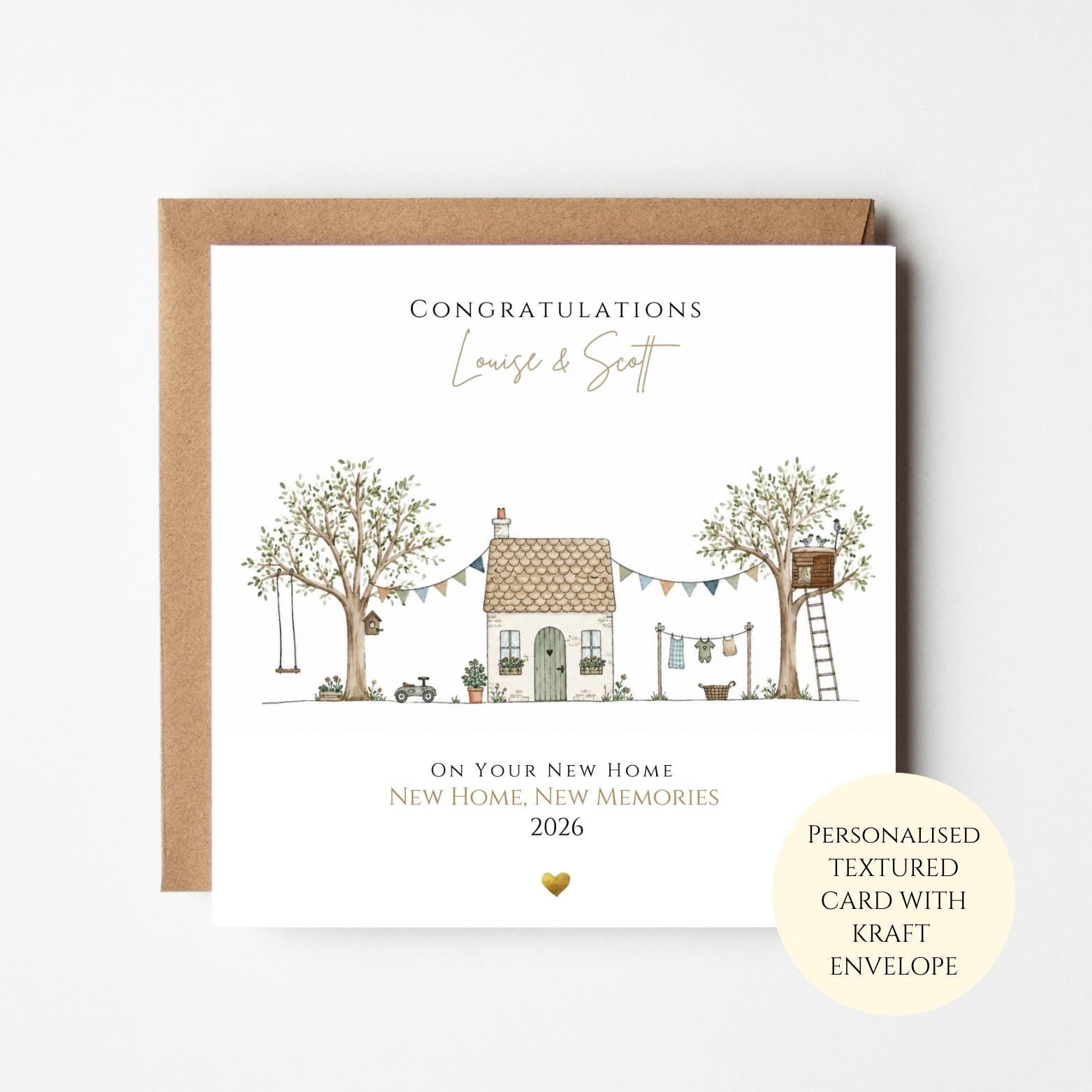 Personalised Family New Home Card, Housewarming Card, Congratulations New House, First Family Home Gift, Moving Card