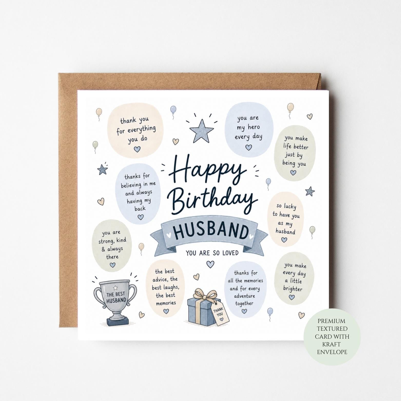 Romantic Husband Birthday Card, You Are So Loved (Textured Print)