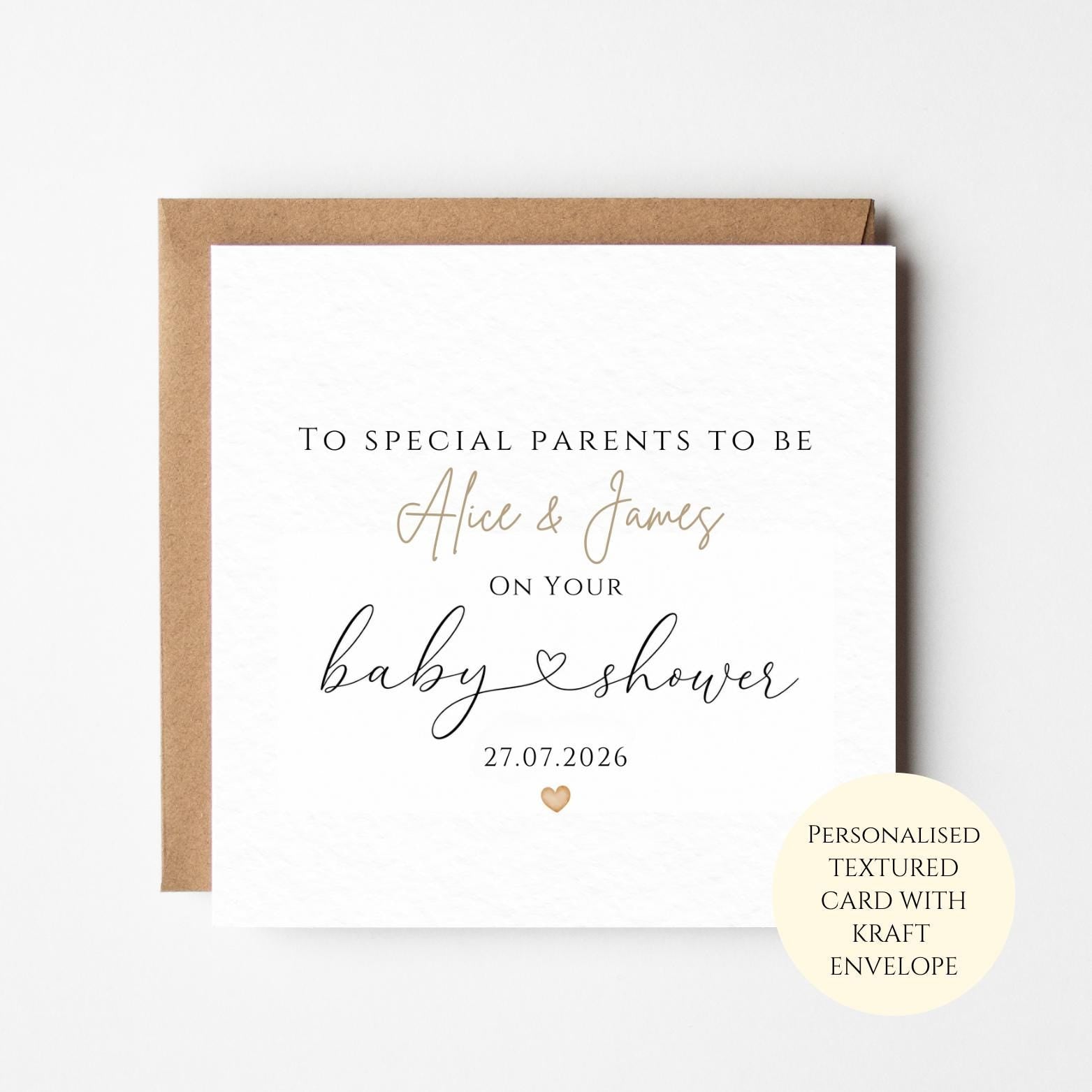 Personalised Baby Shower Card, Parents To Be Card, Expecting Mum And Dad Gift, Pregnancy Celebration Keepsake With Date