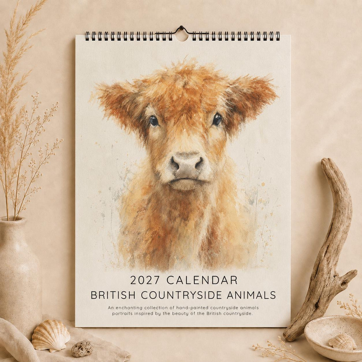 2027 British Countryside Animals Wall Calendar – A4 Watercolour Wildlife Calendar & Animal Lover Gift