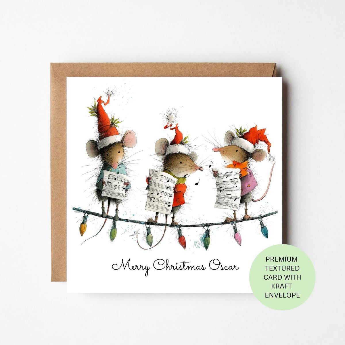 Personalised Christmas Carol Singing Mice Card