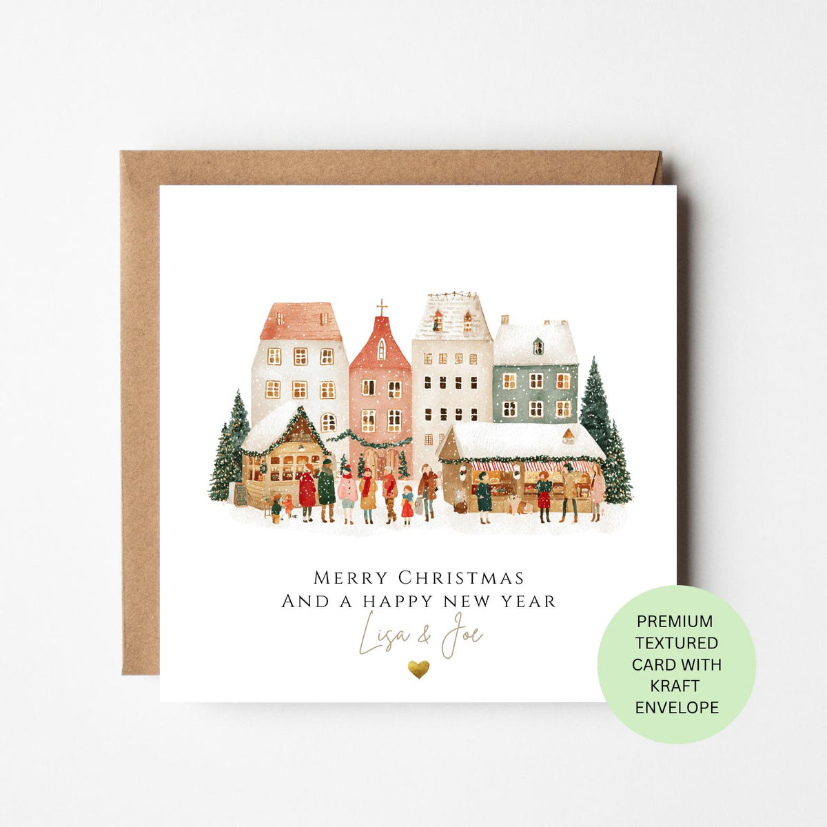 Personalised European Christmas Market Village Card