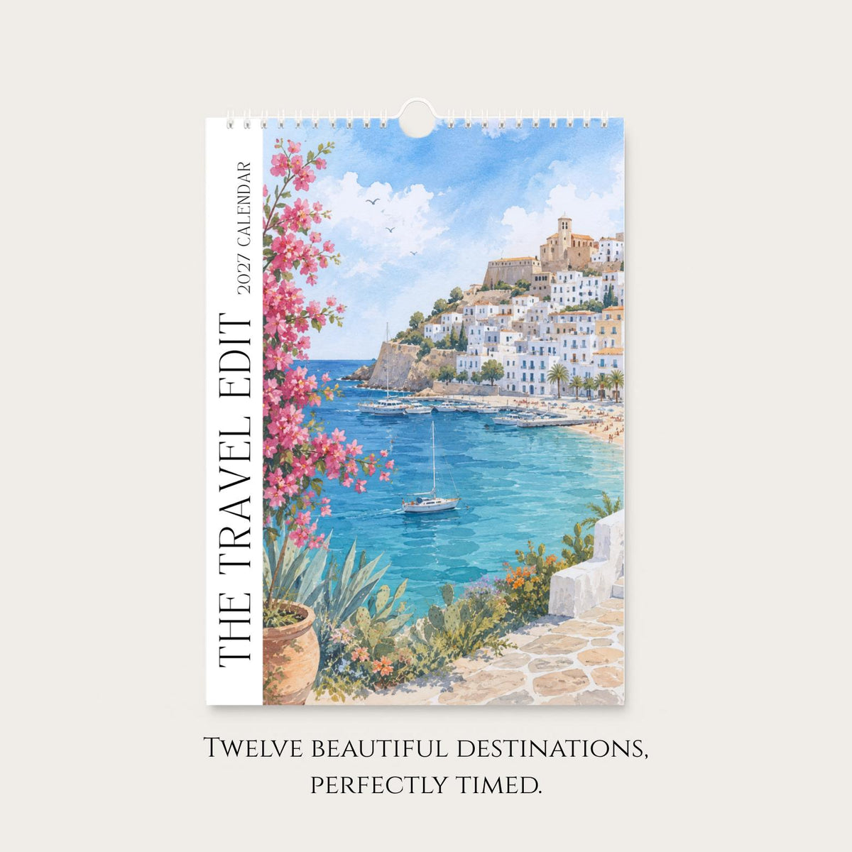 2027 Travel Wall Calendar: A4 World Cities Watercolour Art, Gift for Travellers