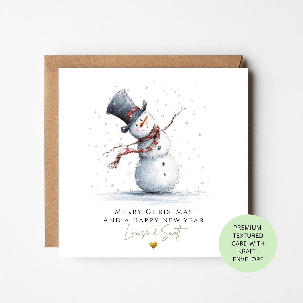 Personalised Dancing Snowman in the Wind Christmas Card