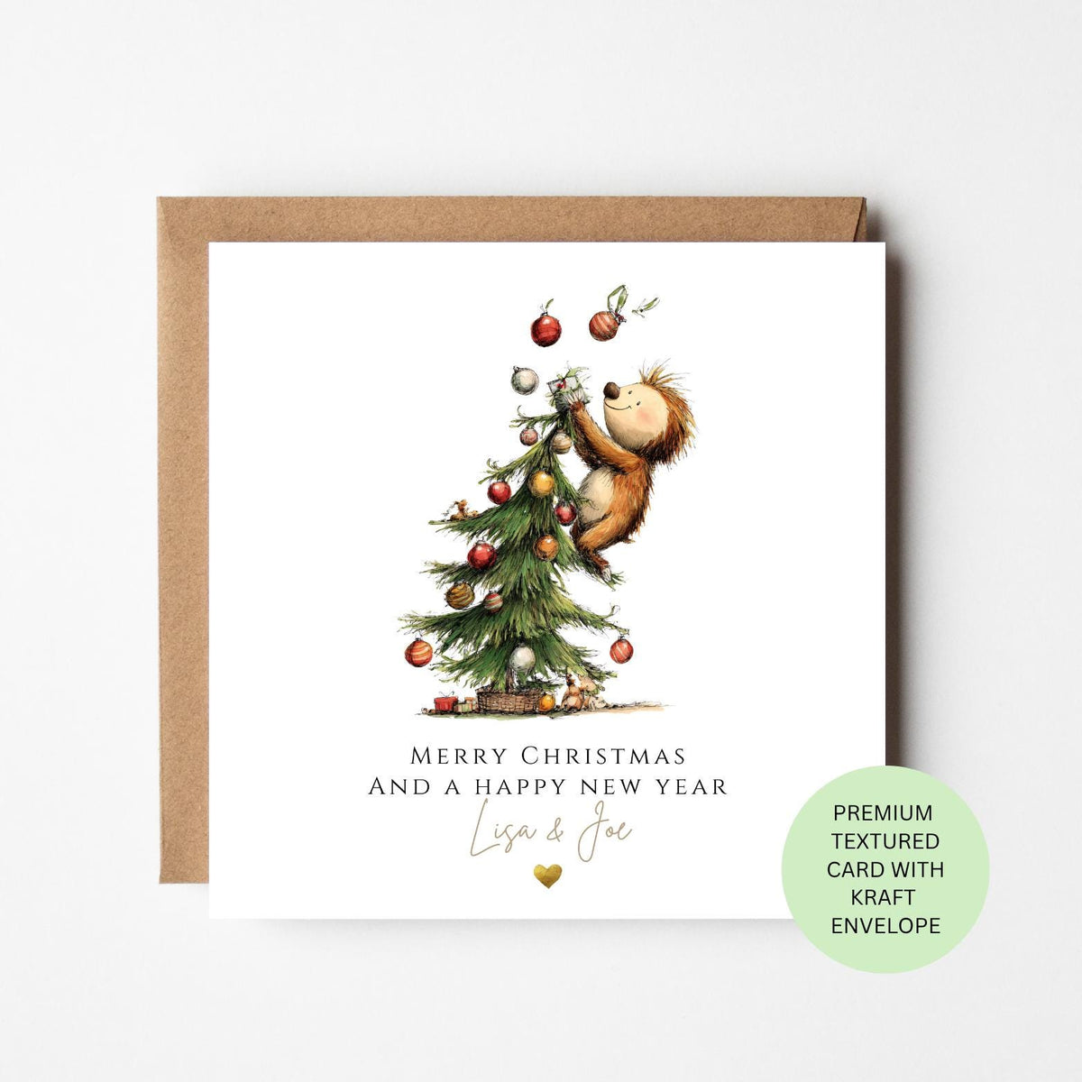 Personalised Sloth Decorating a Christmas Tree Card