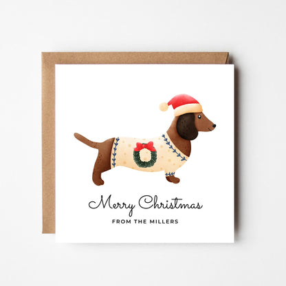 Personalised Dachshund Christmas Cards: Festive Sausage Dog Design