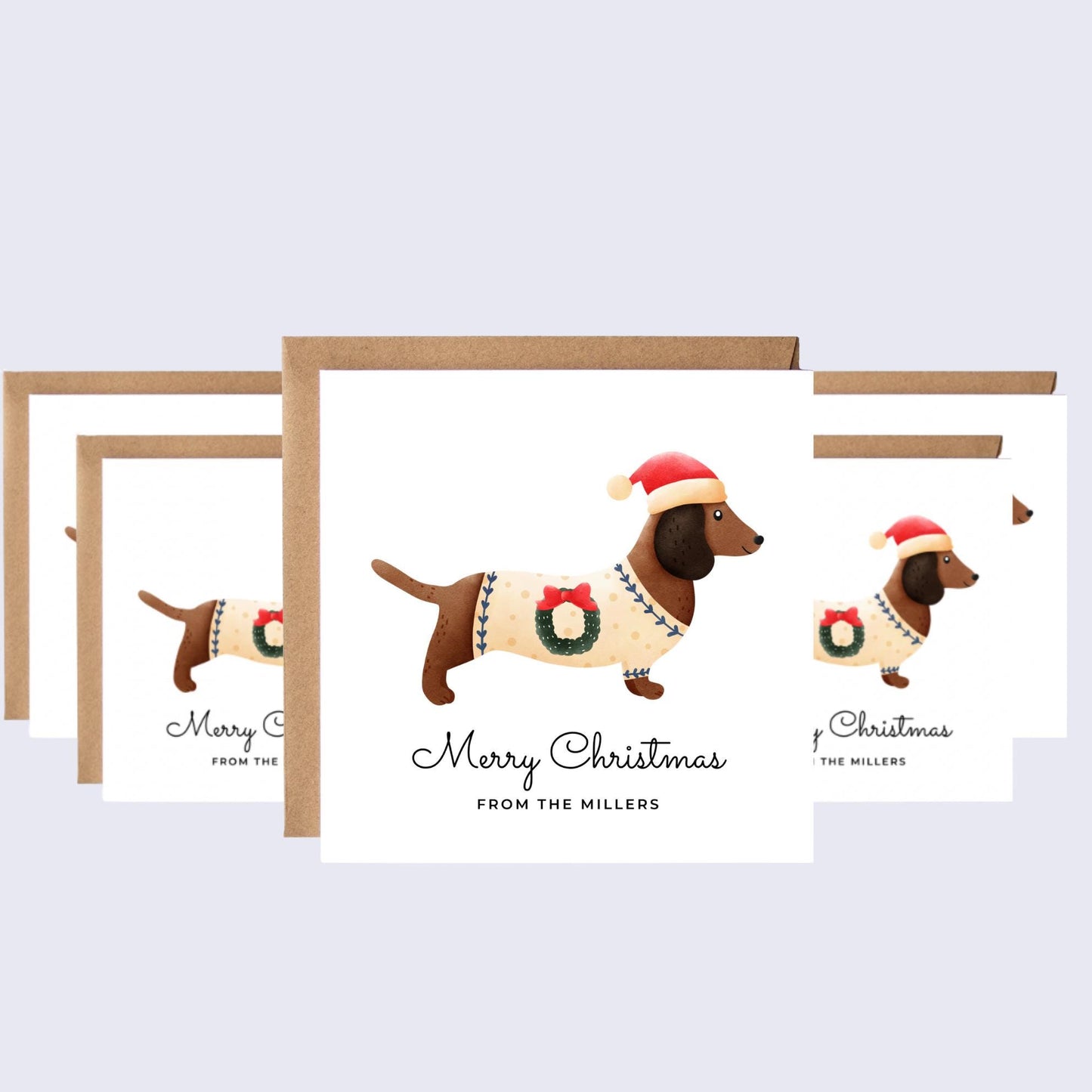 Personalised Dachshund Christmas Cards: Festive Sausage Dog Design