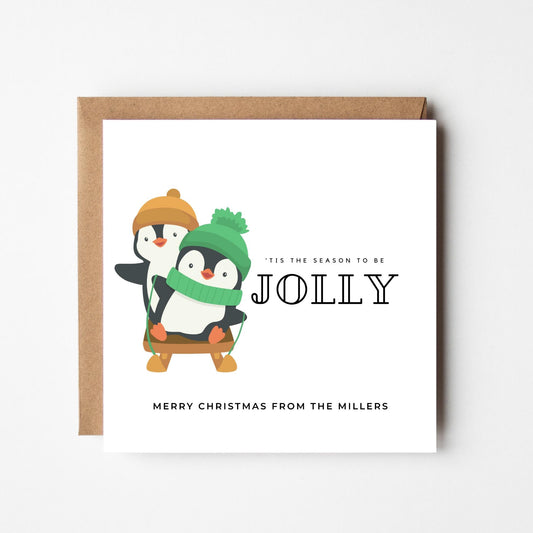 Personalised Penguin Christmas Card: Funny Holiday Greeting