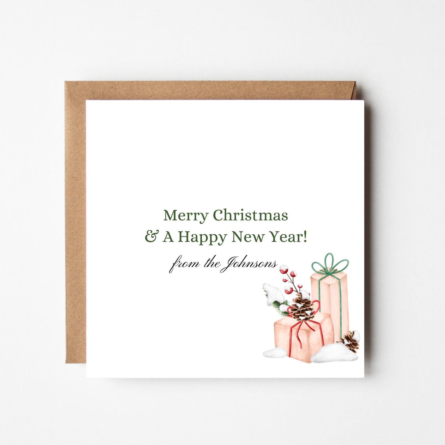 Personalised Family Name Christmas Card: Minimalist Holiday Greeting