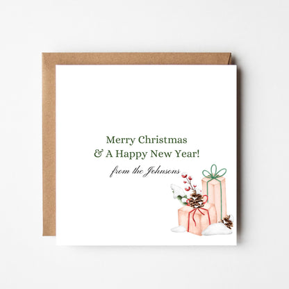 Personalised Family Name Christmas Card: Minimalist Holiday Greeting