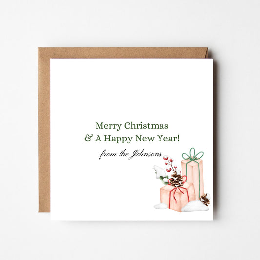 Personalised Family Name Christmas Card: Minimalist Holiday Greeting