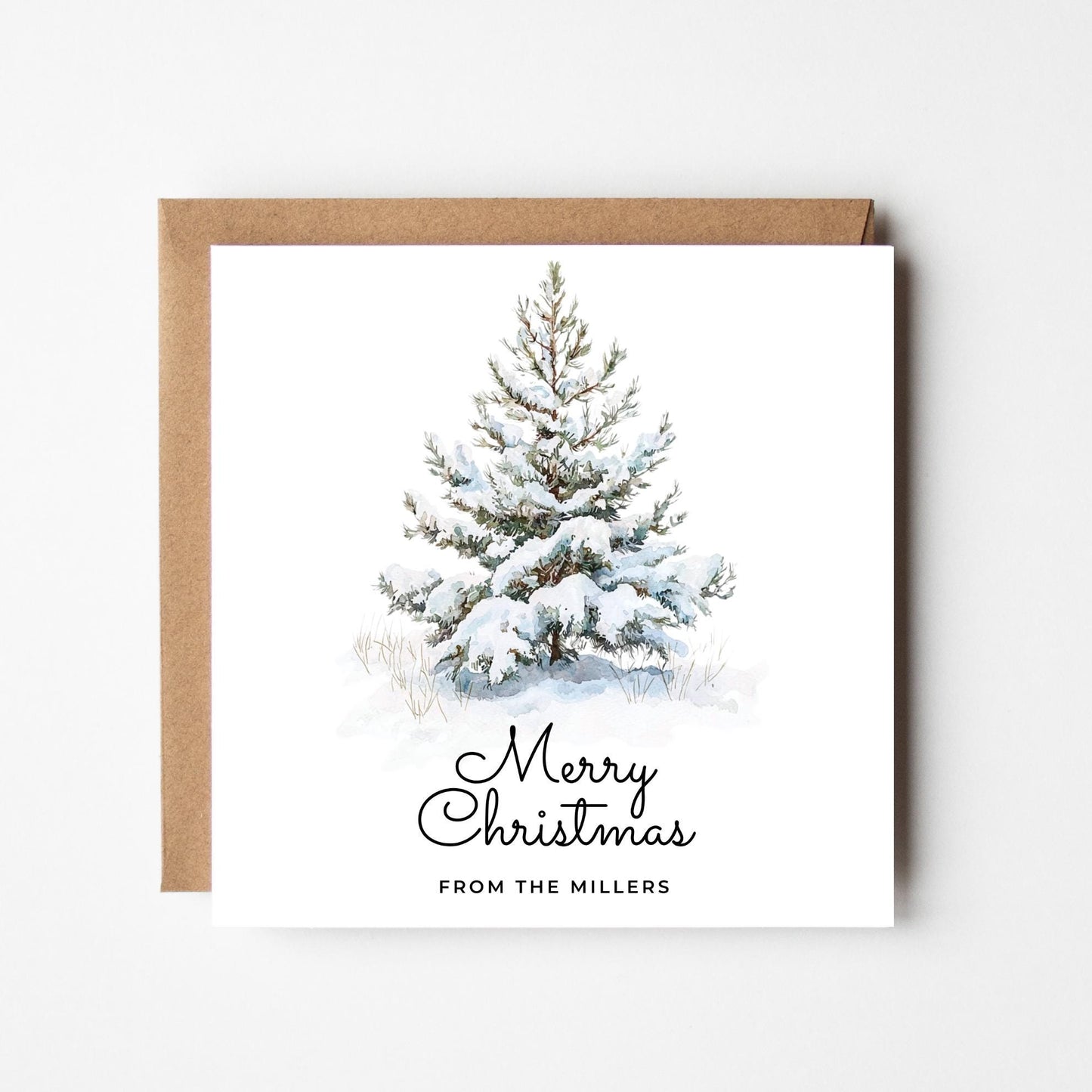 Personalised Snowy Tree Christmas Card: Minimalist Holiday Greeting