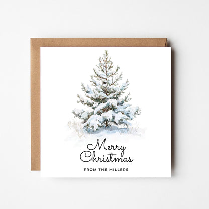 Personalised Snowy Tree Christmas Card: Minimalist Holiday Greeting