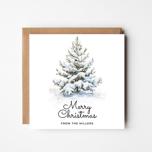 Personalised Snowy Tree Christmas Card: Minimalist Holiday Greeting