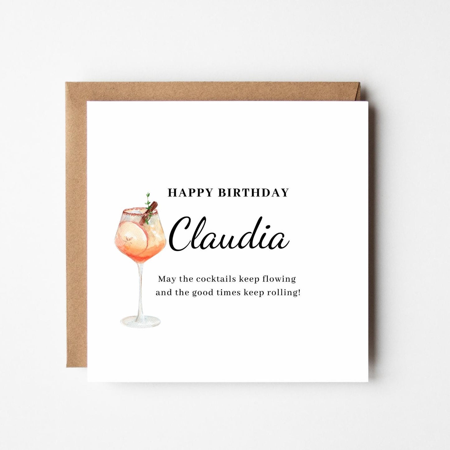 Personalised Cocktail Birthday Card: Aperol Spritz Style, Custom Name