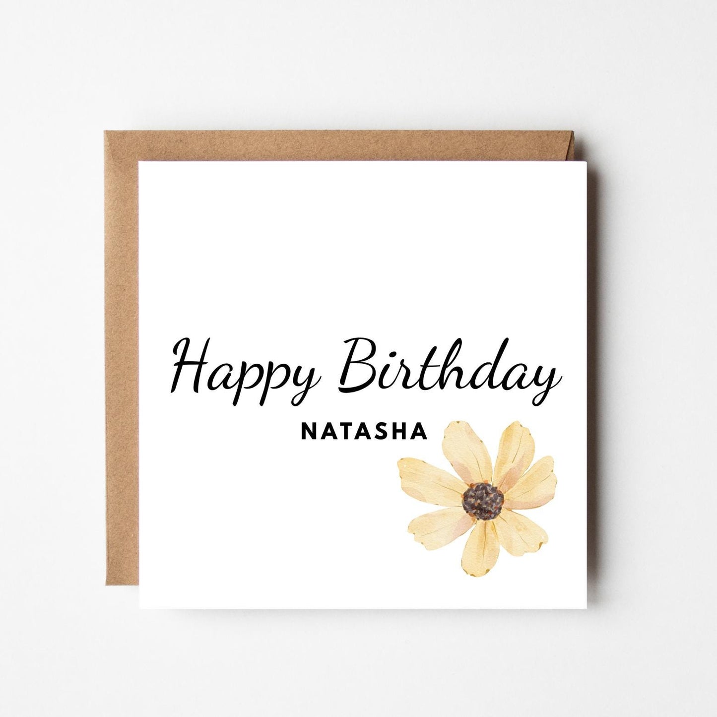 Personalised Yellow Flower Birthday Card: Handmade Greeting Card