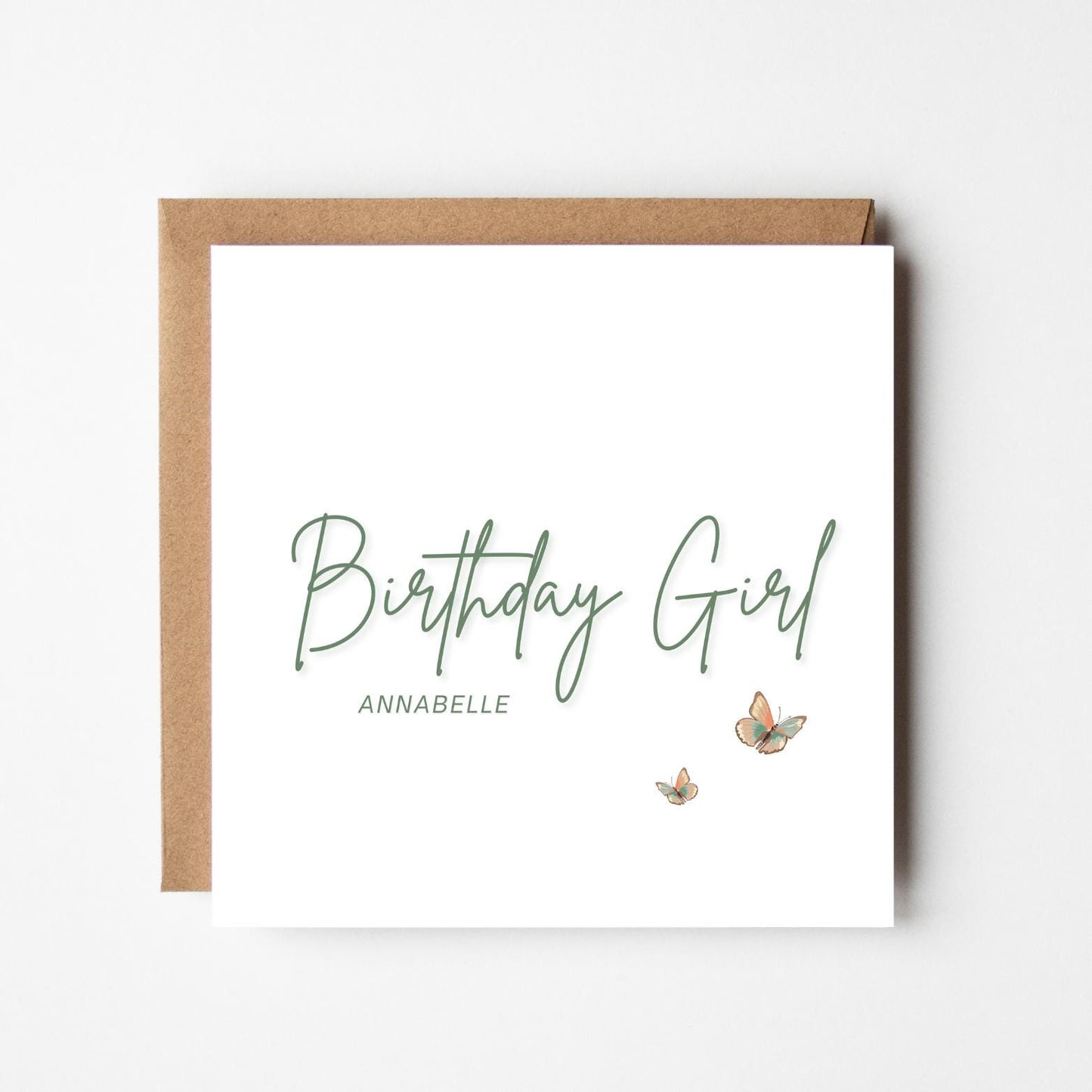 Personalised Birthday Girl Card: Elegant Butterflies, Custom Name
