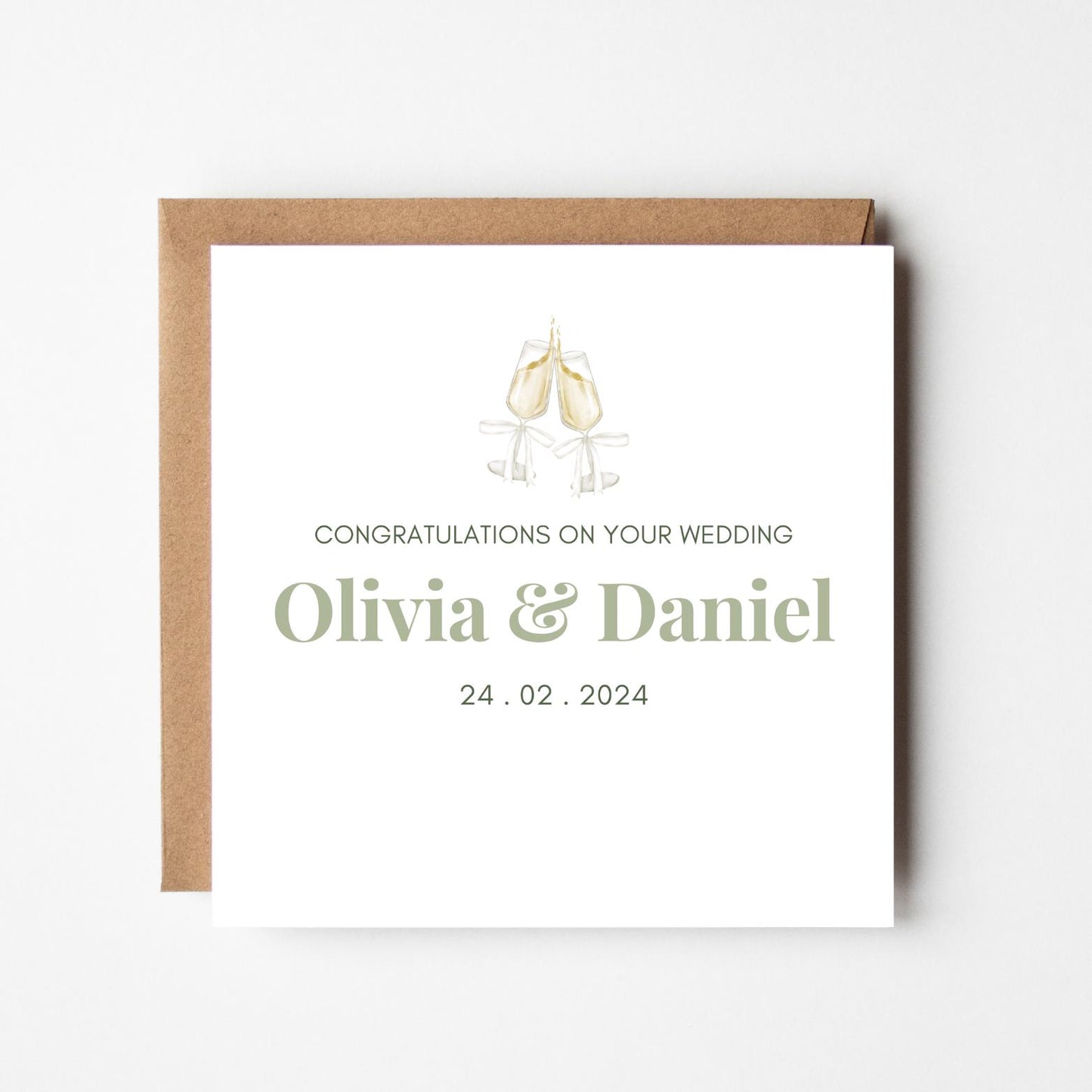 Personalised Floral Wedding Card: Custom Initials, Elegant Congratulations
