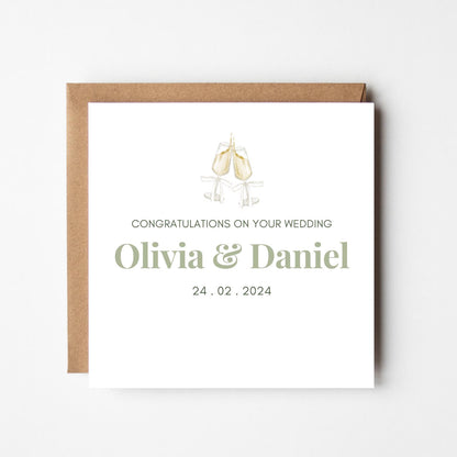 Personalised Floral Wedding Card: Custom Initials, Elegant Congratulations