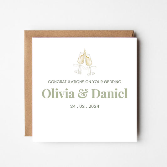 Personalised Floral Wedding Card: Custom Initials, Elegant Congratulations