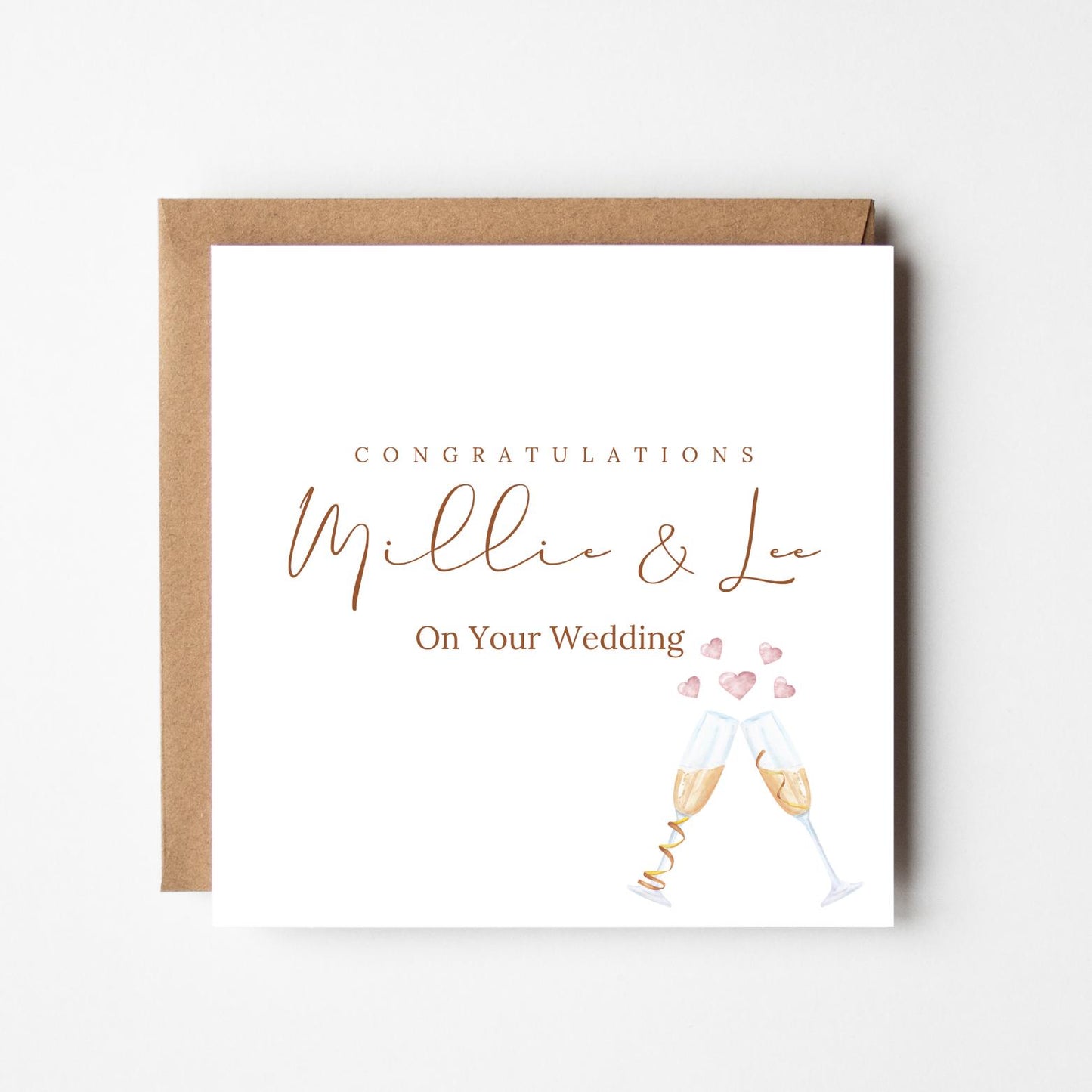 Personalised Wedding Card: Elegant Floral Design, Custom Names