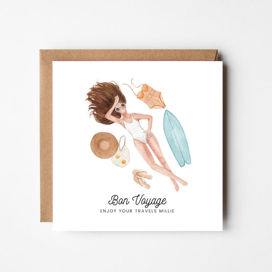 Bon Voyage Card – Personalised Travel Send-Off Card for Friend, Colleague or Famil