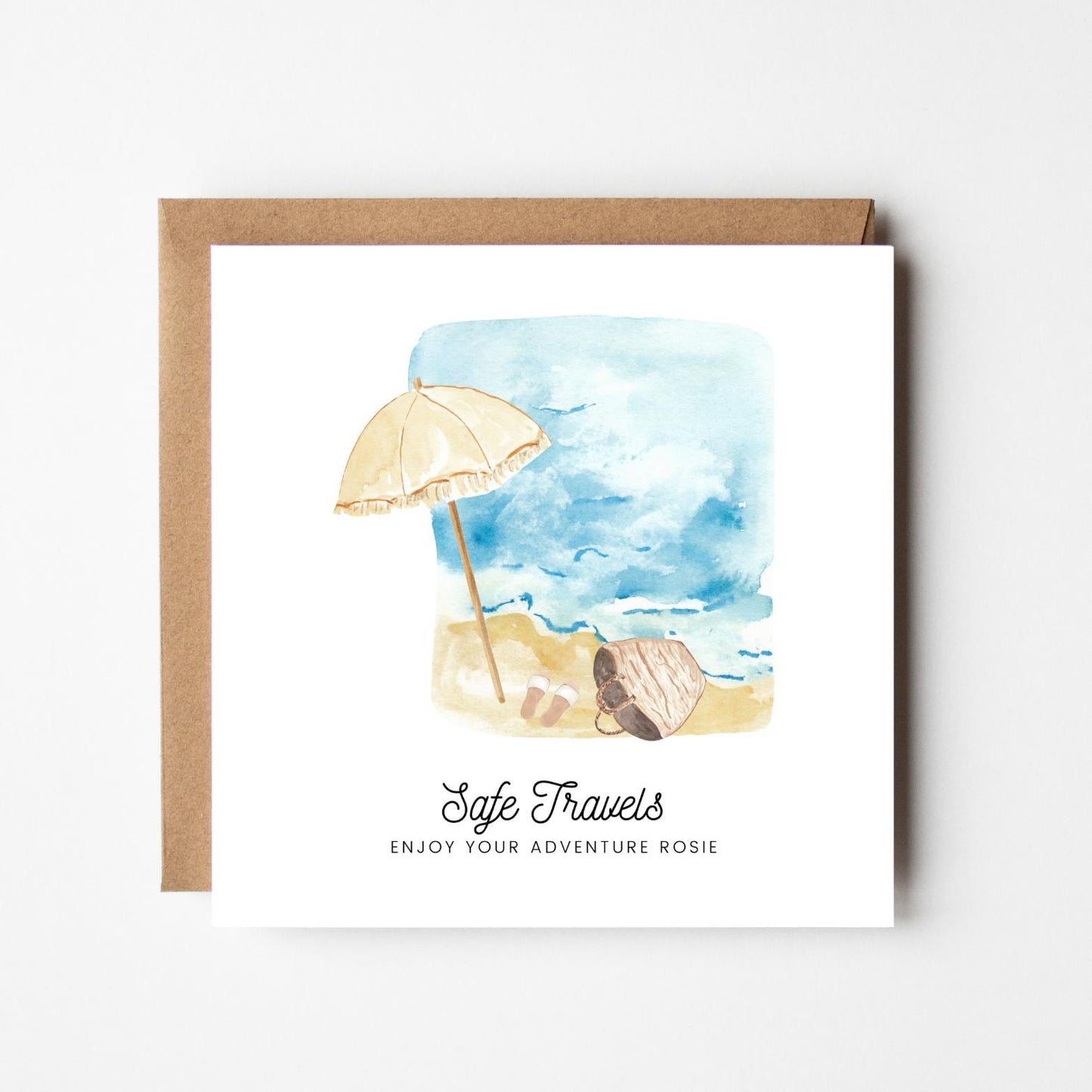 Personalised Bon Voyage Card: Beach Travel, Safe Travels