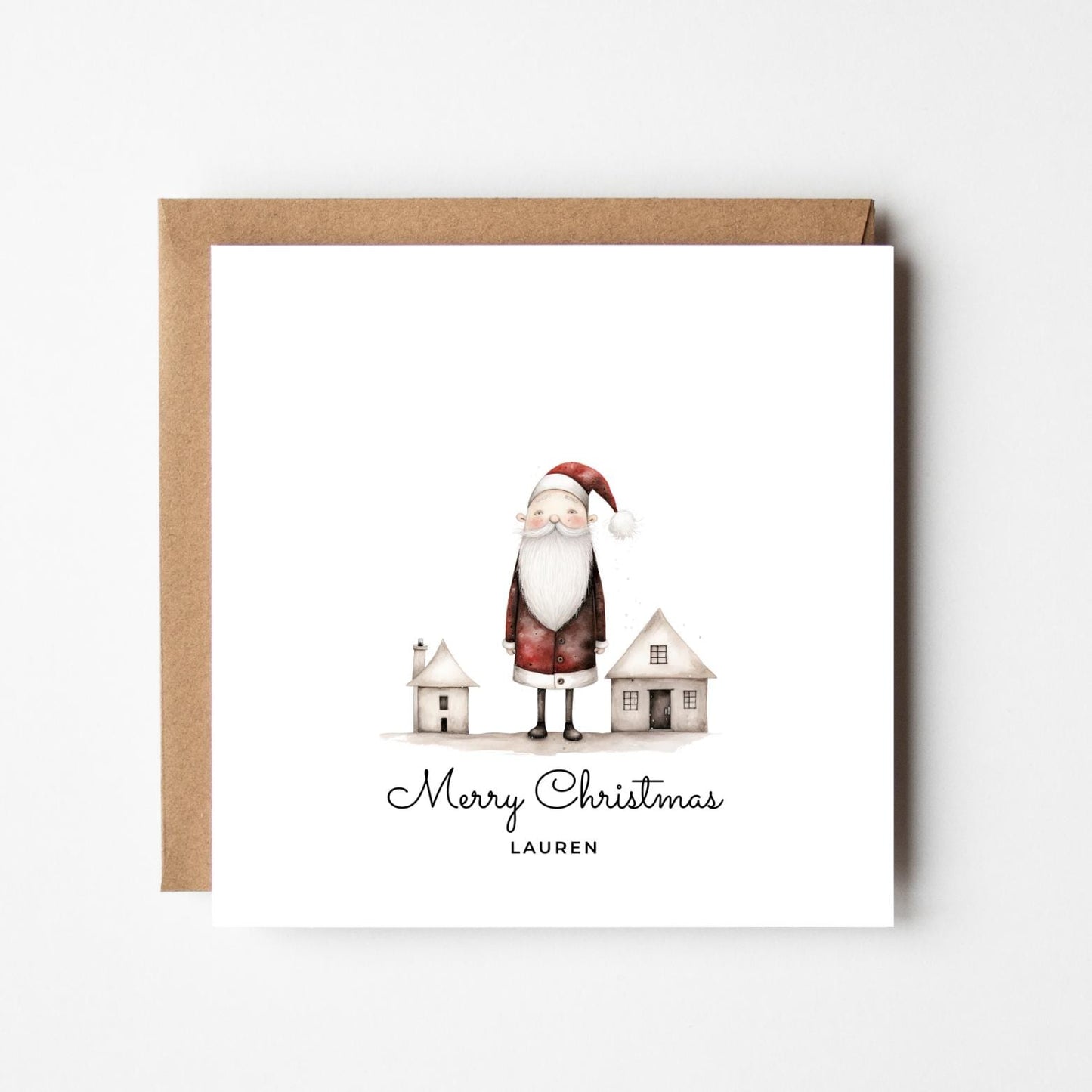 Personalised Santa Christmas Card: Rustic Holiday Greeting