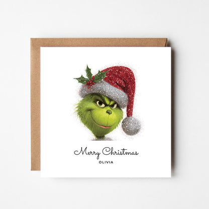 Personalised Grinch Christmas Card – Funny Custom Name Xmas Card – Humorous Holiday Greeting for Friends & Family